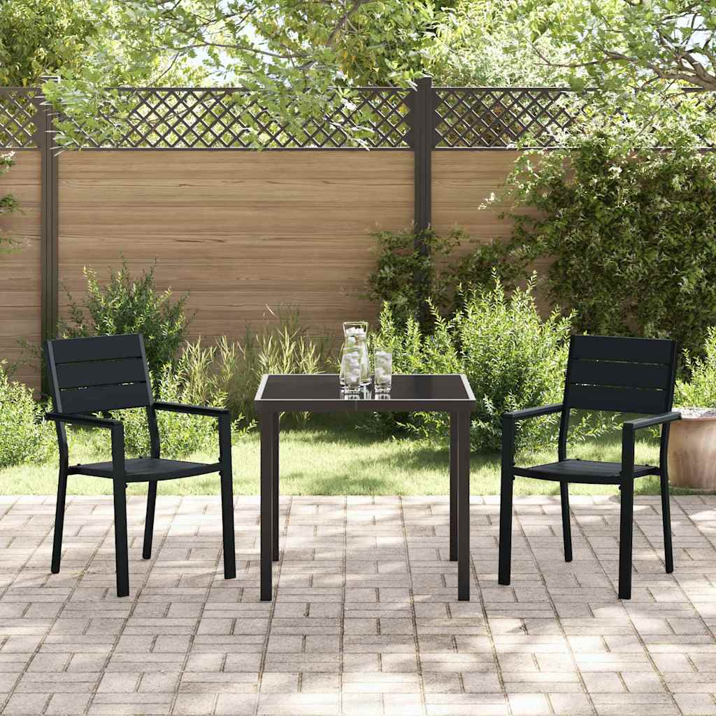 Set da Pranzo per Giardino 3 pcs Nero