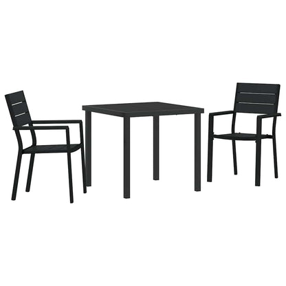 Set da Pranzo per Giardino 3 pcs Nero
