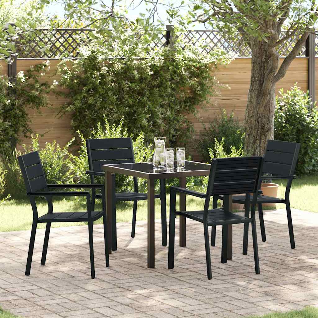Set da Pranzo per Giardino 5 pcs Nero HDPE - homemem39