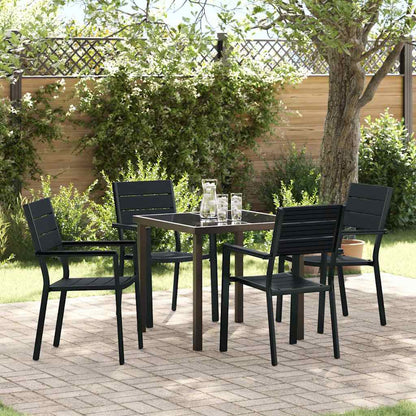 Set da Pranzo per Giardino 5 pcs Nero HDPE - homemem39