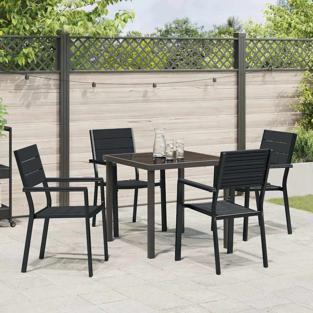 Set da Pranzo per Giardino 5 pcs Nero HDPE - homemem39