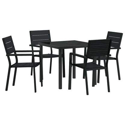 Set da Pranzo per Giardino 5 pcs Nero HDPE - homemem39