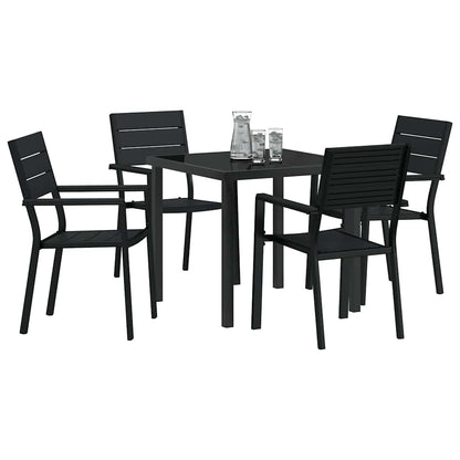Set da Pranzo per Giardino 5 pcs Nero HDPE - homemem39