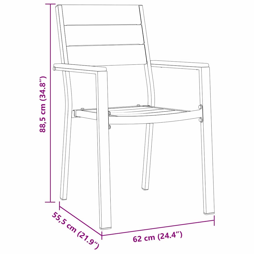 Set da Pranzo per Giardino 5 pcs Nero HDPE - homemem39