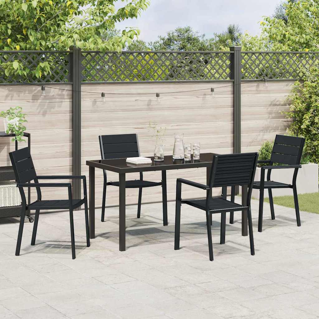 Set da Pranzo per Giardino 5 pcs Nero HDPE - homemem39