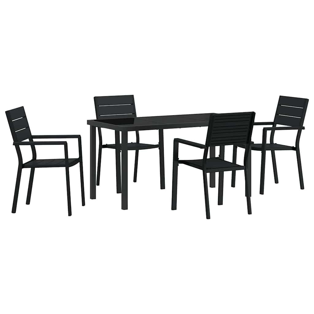 Set da Pranzo per Giardino 5 pcs Nero HDPE - homemem39