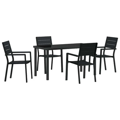 Set da Pranzo per Giardino 5 pcs Nero HDPE - homemem39