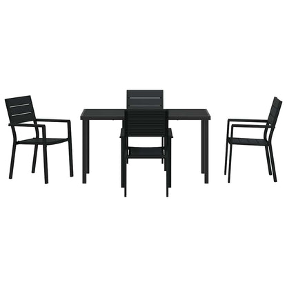 Set da Pranzo per Giardino 5 pcs Nero HDPE - homemem39