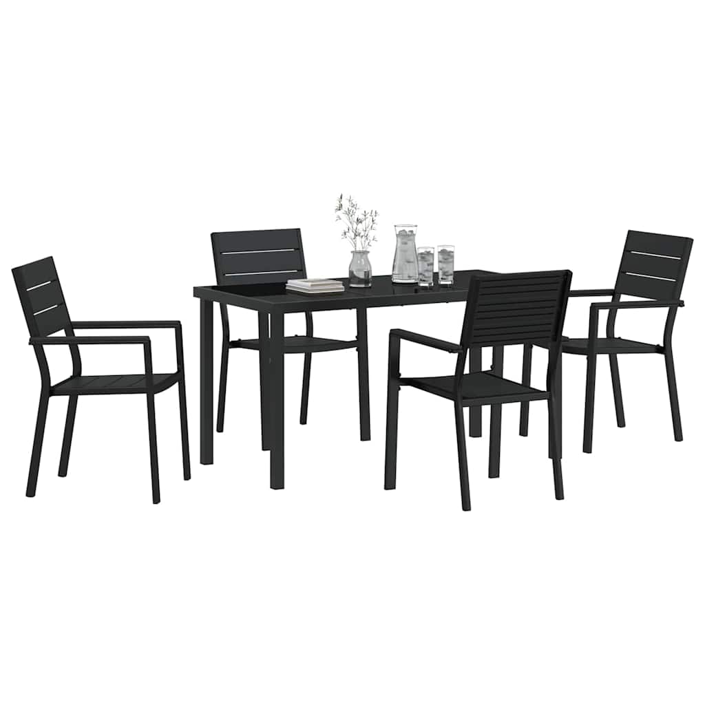 Set da Pranzo per Giardino 5 pcs Nero HDPE - homemem39