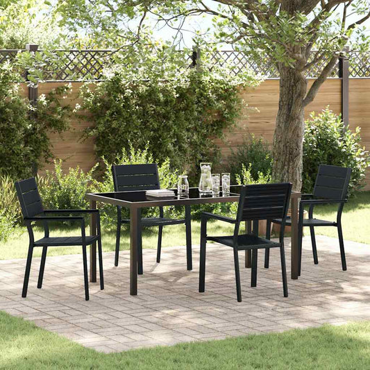 Set da Pranzo per Giardino 5 pcs Nero HDPE - homemem39