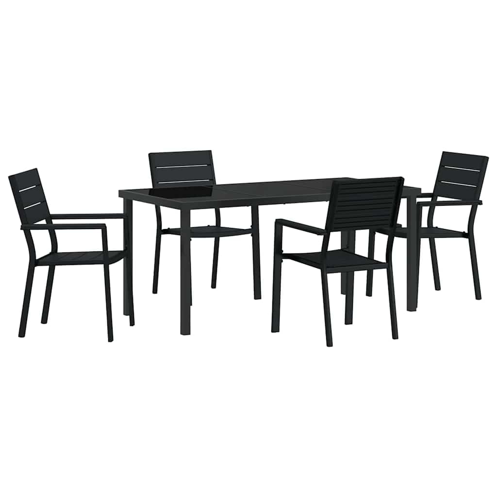 Set da Pranzo per Giardino 5 pcs Nero HDPE - homemem39