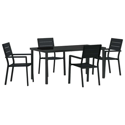 Set da Pranzo per Giardino 5 pcs Nero HDPE - homemem39
