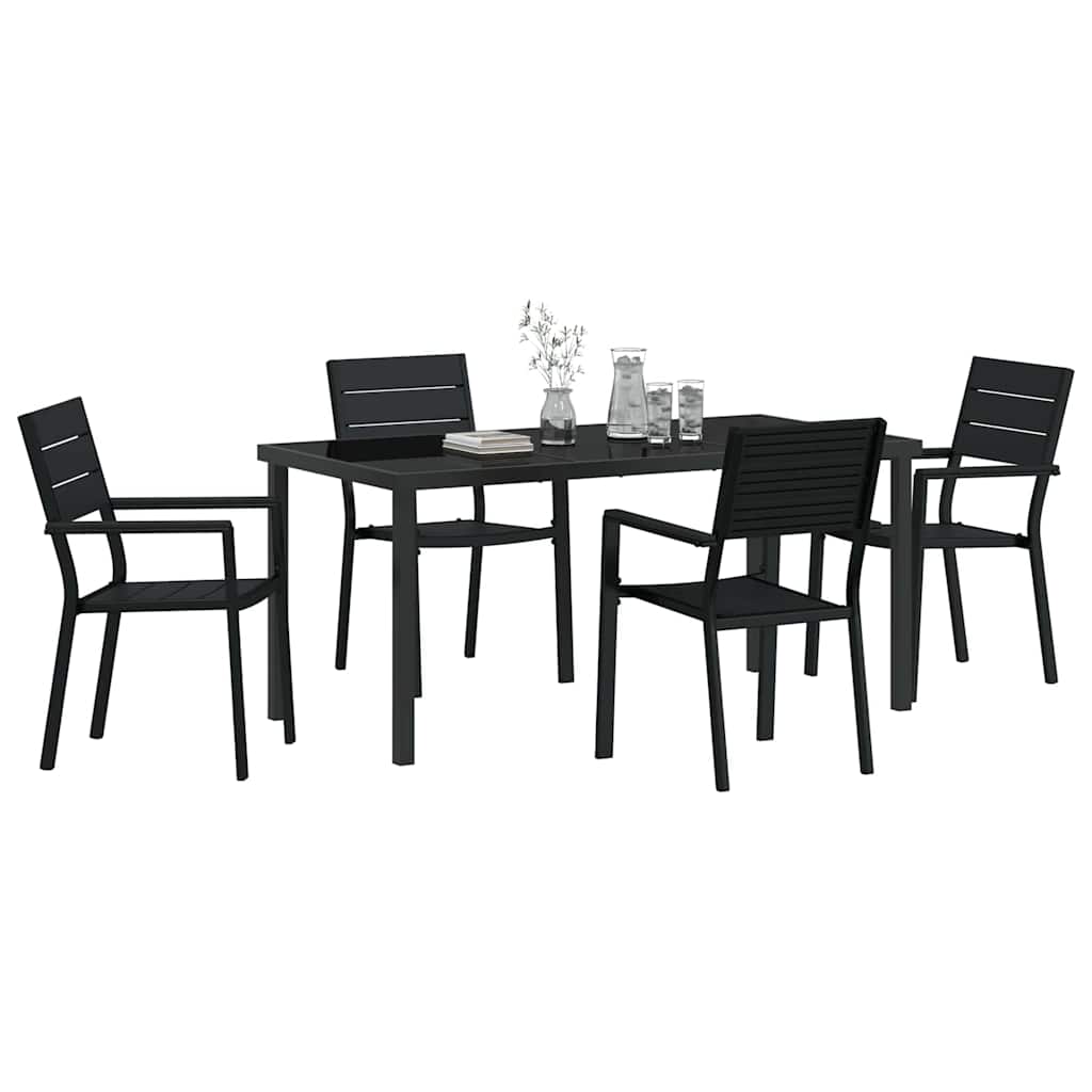 Set da Pranzo per Giardino 5 pcs Nero HDPE - homemem39