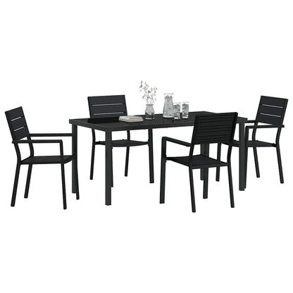 Set da Pranzo per Giardino 5 pcs Nero HDPE - homemem39
