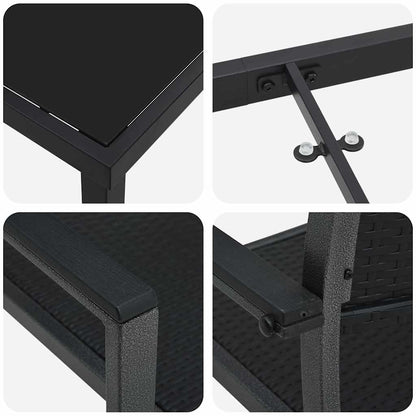 Set da Pranzo per Giardino 3 pcs Nero Poly Rattan - homemem39