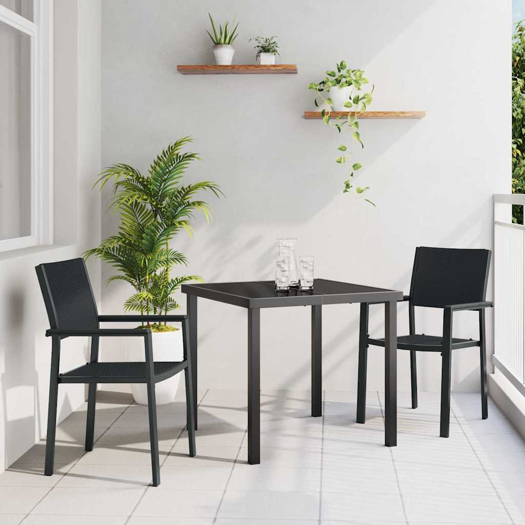 Set da Pranzo per Giardino 3 pcs Nero Poly Rattan - homemem39