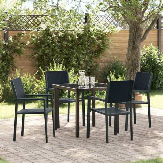 Set da Pranzo per Giardino 5 pcs Nero Poly Rattan - homemem39