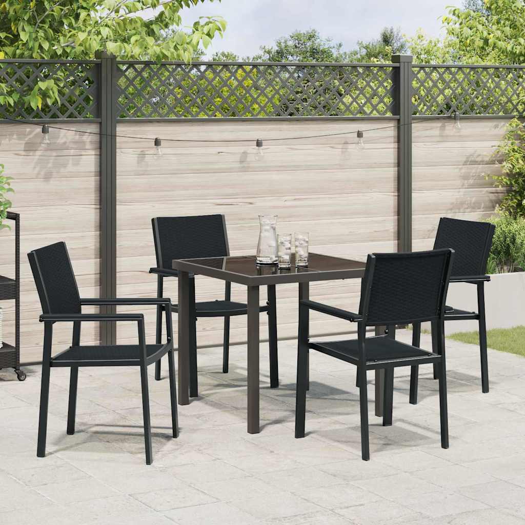 Set da Pranzo per Giardino 5 pcs Nero Poly Rattan - homemem39