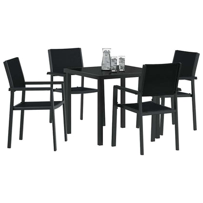 Set da Pranzo per Giardino 5 pcs Nero Poly Rattan - homemem39