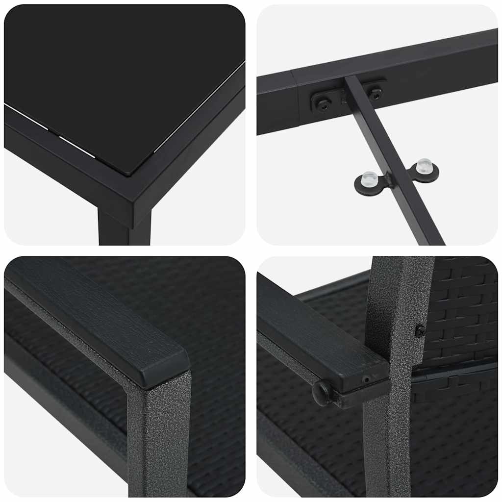 Set da Pranzo per Giardino 5 pcs Nero Poly Rattan - homemem39