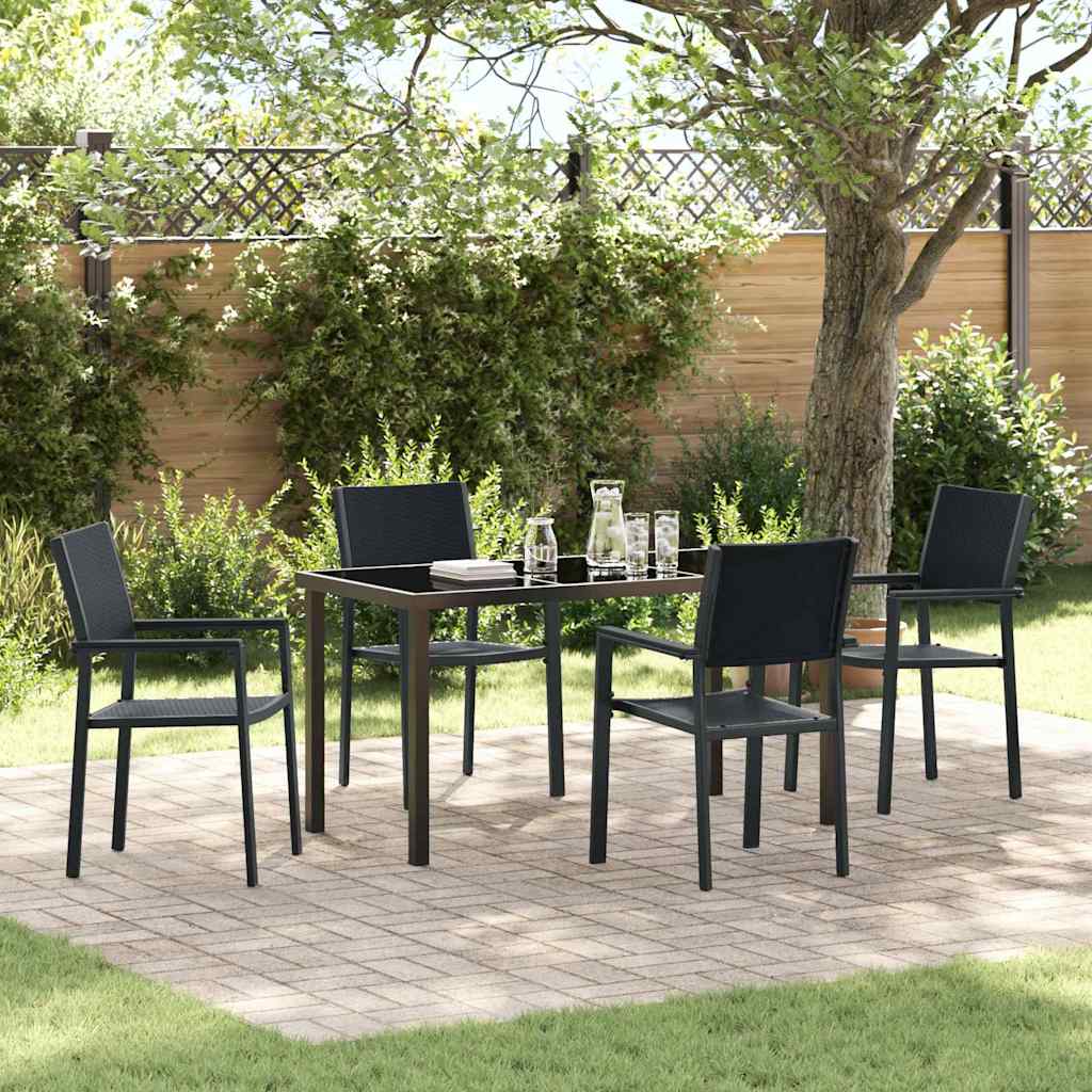 Set da Pranzo per Giardino 5 pcs Nero Poly Rattan - homemem39