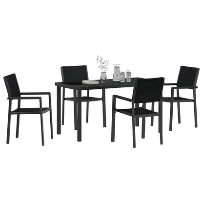 Set da Pranzo per Giardino 5 pcs Nero Poly Rattan - homemem39