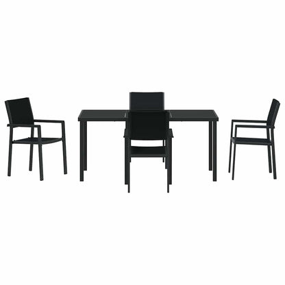 Set da Pranzo per Giardino 5 pcs Nero Poly Rattan - homemem39