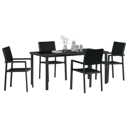 Set da Pranzo per Giardino 5 pcs Nero Poly Rattan - homemem39