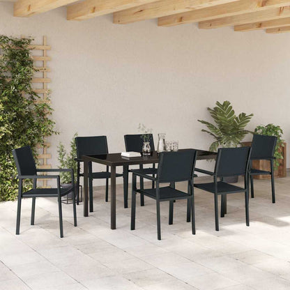 Set da Pranzo per Giardino 7 pcs Nero Poly Rattan - homemem39