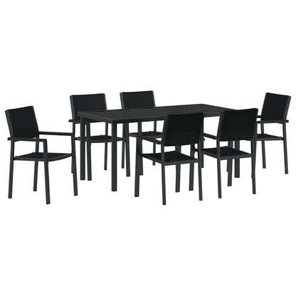 Set da Pranzo per Giardino 7 pcs Nero Poly Rattan - homemem39