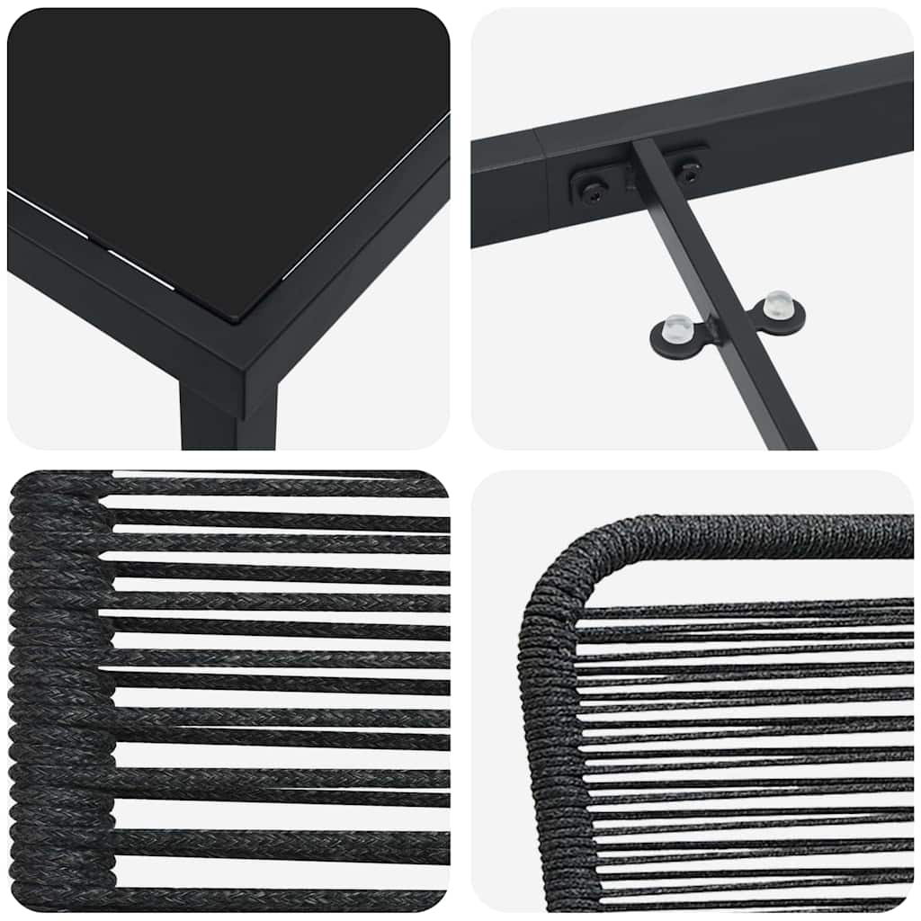 Set da Pranzo per Giardino 3 pcs Nero - homemem39