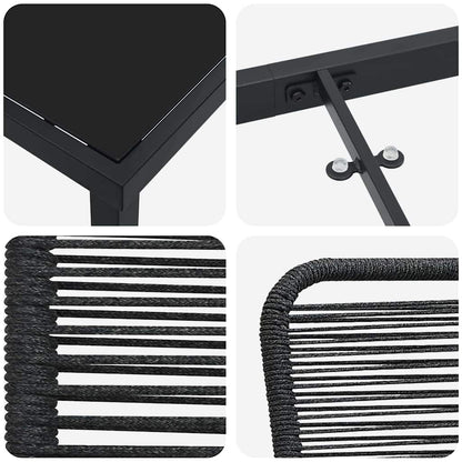 Set da Pranzo per Giardino 3 pcs Nero - homemem39