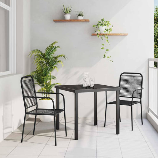 Set da Pranzo per Giardino 3 pcs Nero - homemem39