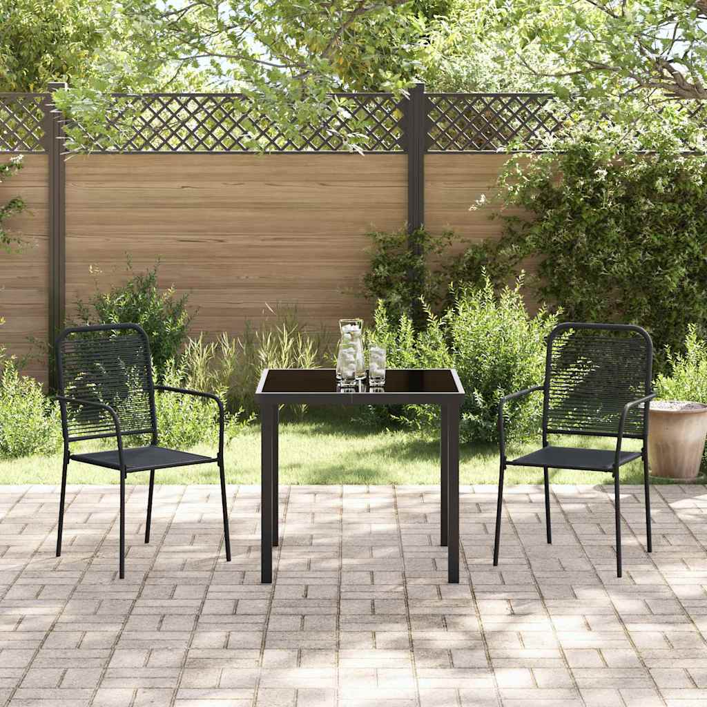 Set da Pranzo per Giardino 3 pcs Nero - homemem39