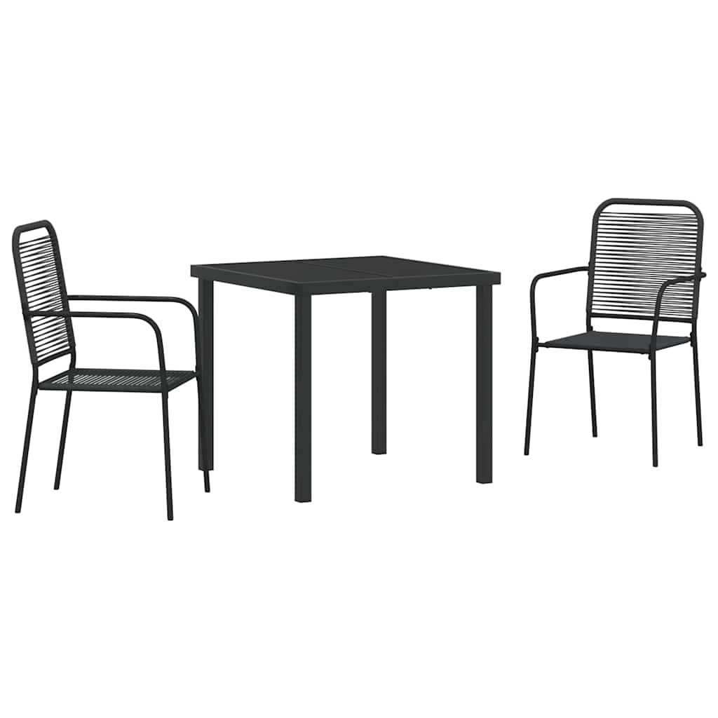 Set da Pranzo per Giardino 3 pcs Nero - homemem39