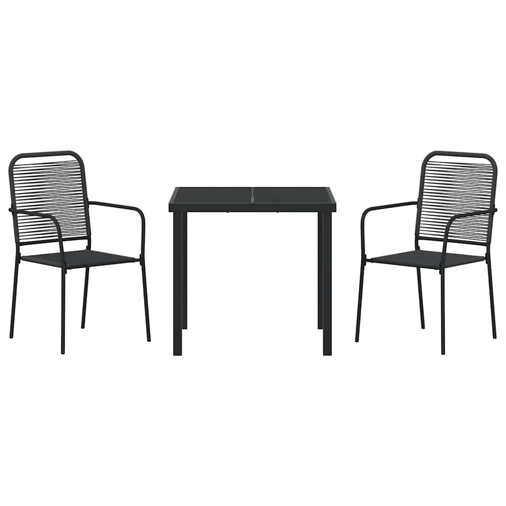 Set da Pranzo per Giardino 3 pcs Nero - homemem39