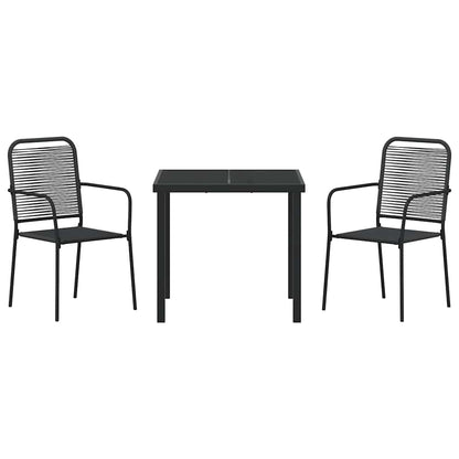 Set da Pranzo per Giardino 3 pcs Nero - homemem39