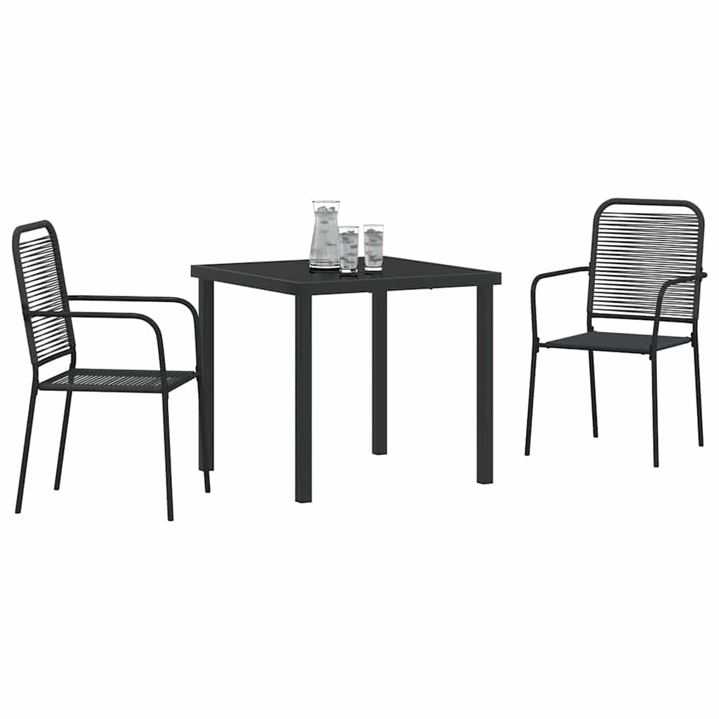 Set da Pranzo per Giardino 3 pcs Nero - homemem39
