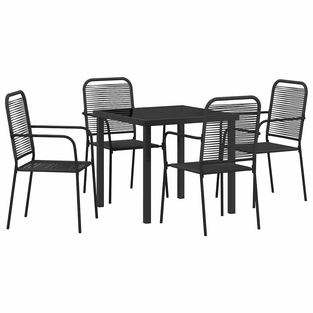 Set da Pranzo per Giardino 5 pcs Nero - homemem39