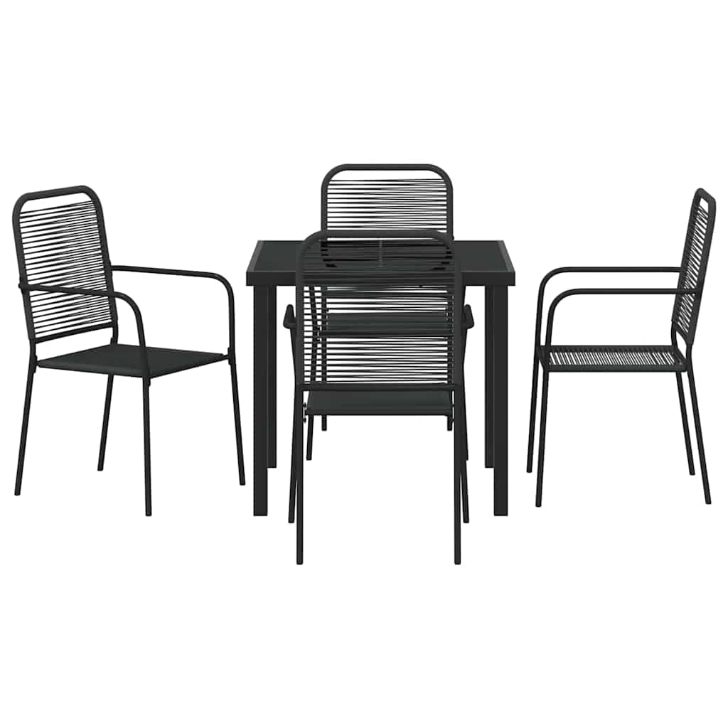 Set da Pranzo per Giardino 5 pcs Nero - homemem39