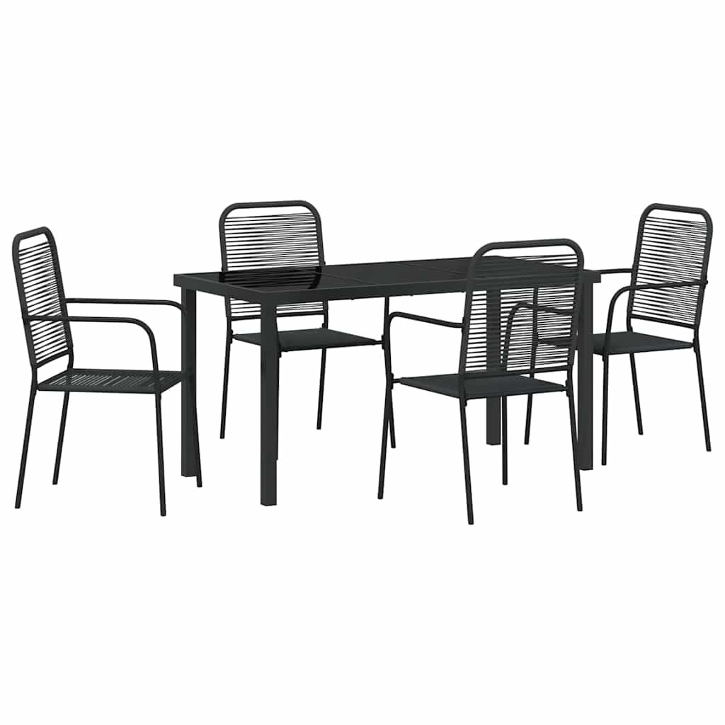 Set da Pranzo per Giardino 5 pcs Nero - homemem39