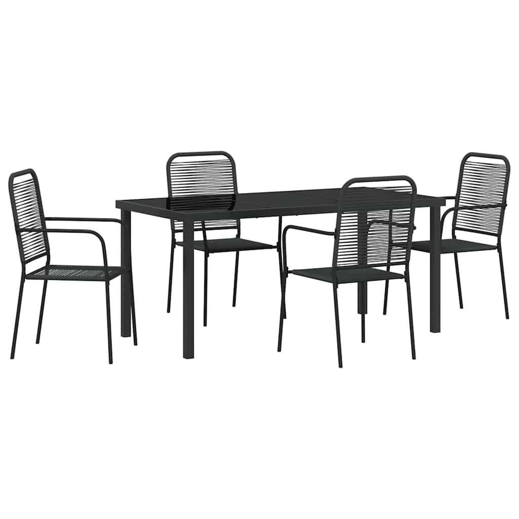 Set da Pranzo per Giardino 5 pcs Nero - homemem39