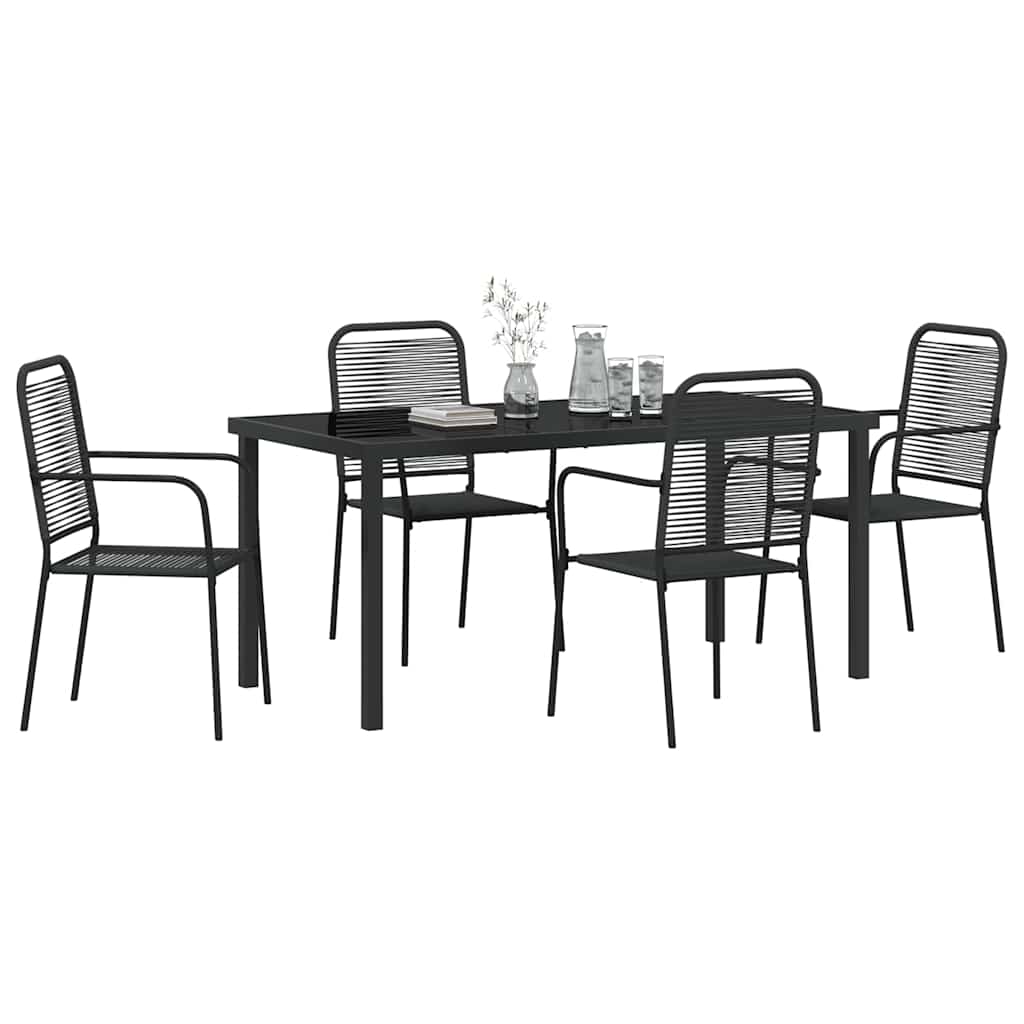 Set da Pranzo per Giardino 5 pcs Nero - homemem39