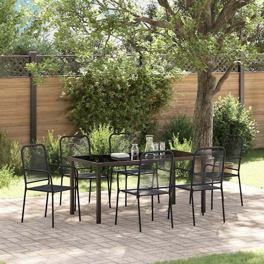 Set da Pranzo per Giardino 7 pcs Nero - homemem39