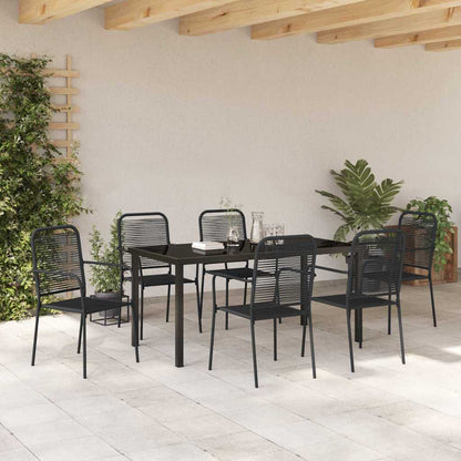 Set da Pranzo per Giardino 7 pcs Nero - homemem39