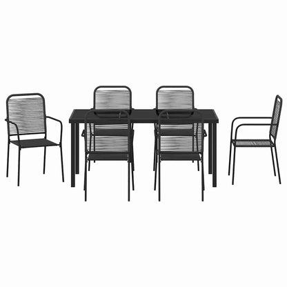 Set da Pranzo per Giardino 7 pcs Nero - homemem39