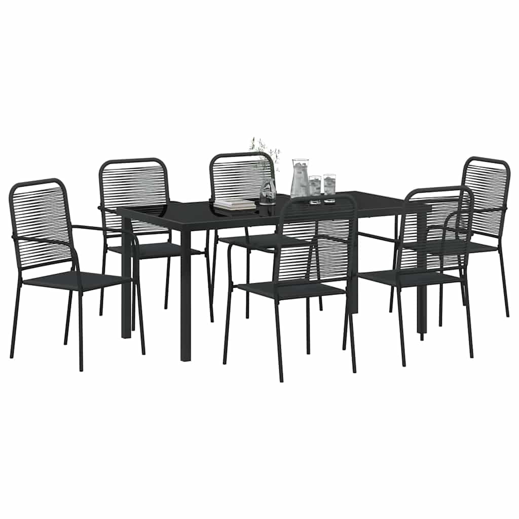 Set da Pranzo per Giardino 7 pcs Nero - homemem39