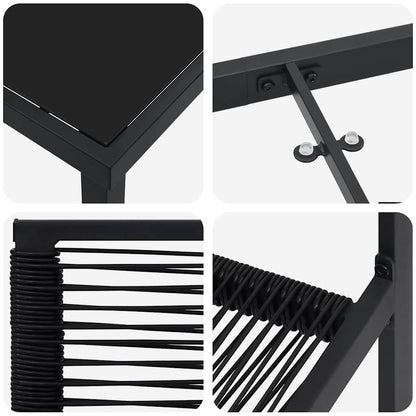 Set da Pranzo per Giardino 3 pcs Nero Rattan in PVC - homemem39