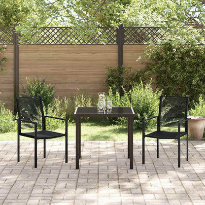 Set da Pranzo per Giardino 3 pcs Nero Rattan in PVC - homemem39