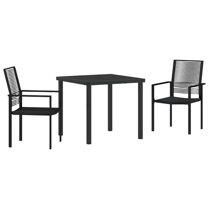 Set da Pranzo per Giardino 3 pcs Nero Rattan in PVC - homemem39